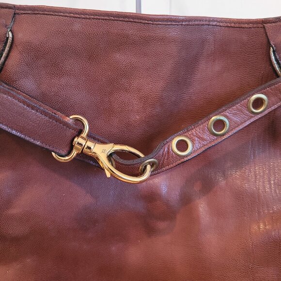 Brown Leather Studded Shoulder Bag - Picture 4 of 13